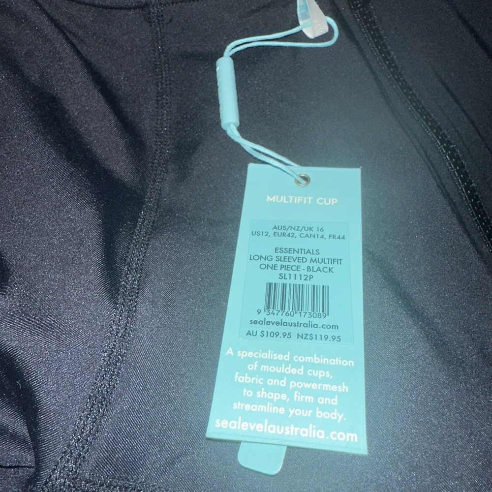 Sea Level Sz 12 Black Essentials Long Sleeve Multifit One Piece Swim Suit Zip Up - Picture 7 of 7